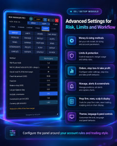 Conceptual overview of MetaTrader 5 risk manager setup and advanced account management settings